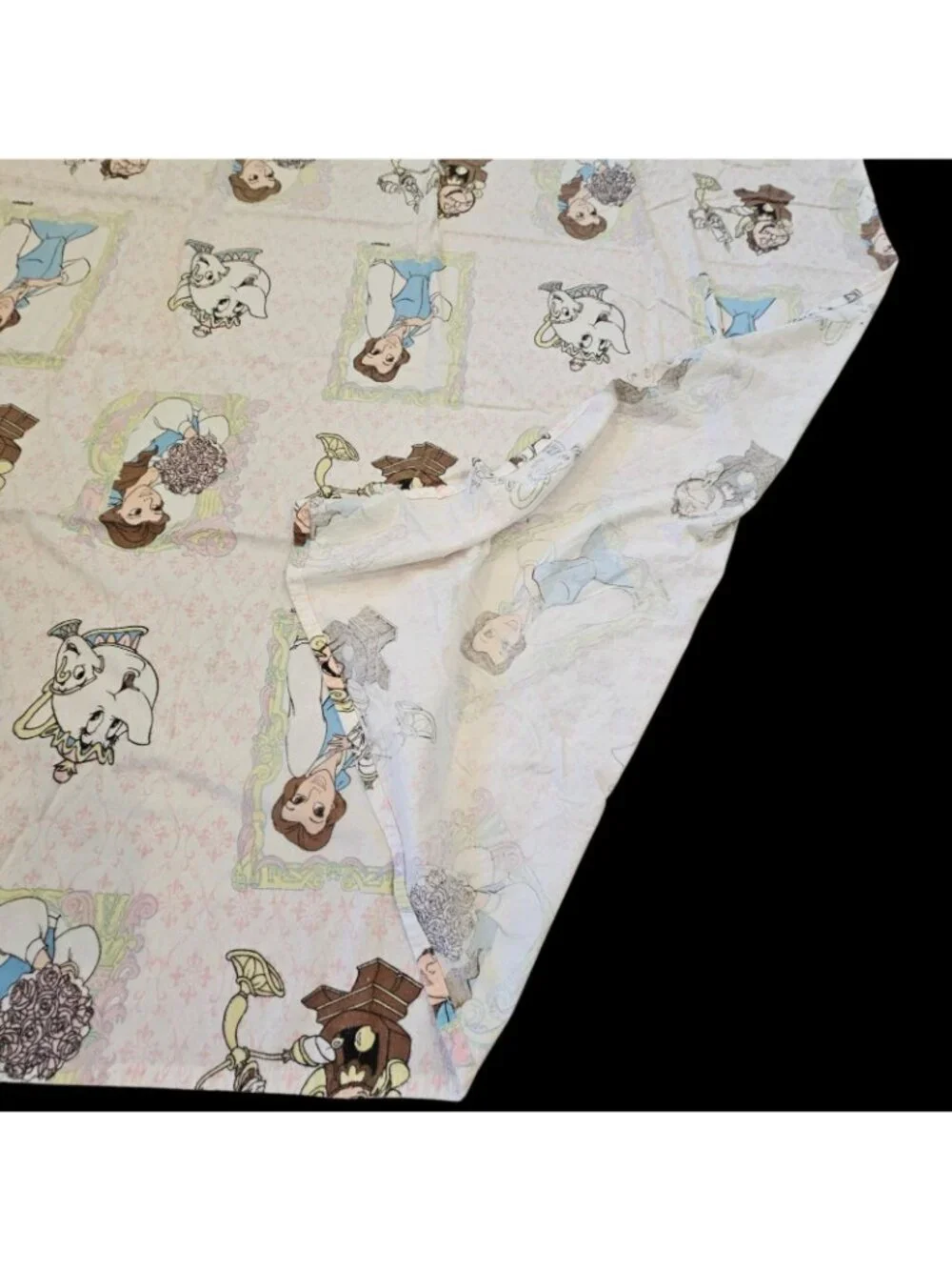 VTG Beauty‎ And The Beast Flannel Sheets Twin Set Cotton Fitted Flat READ